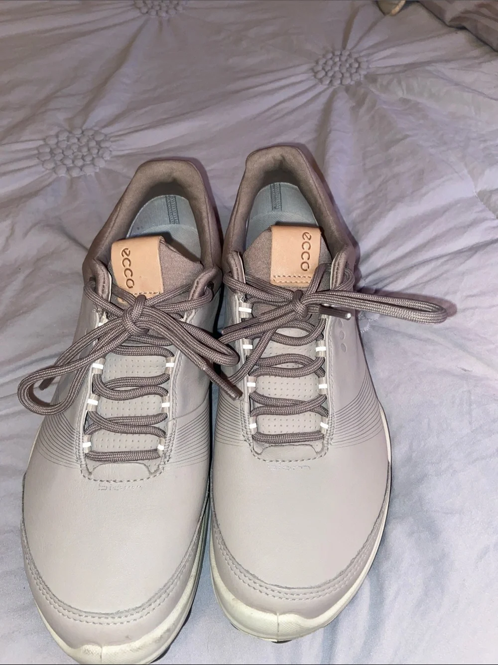 Ecco Women’s Taupe-Lilac Leather Athletic Sneakers